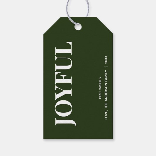 Minimal JOYFUL | Forest Green Holiday Cadeaulabel (Voorkant)
