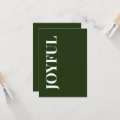 Minimal JOYFUL | Forest Green Holiday Greeting Kaart (Voorkant / Achterkant in situ)