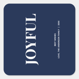 Minimal JOYFUL | Navy Blue Holiday Vierkante Sticker