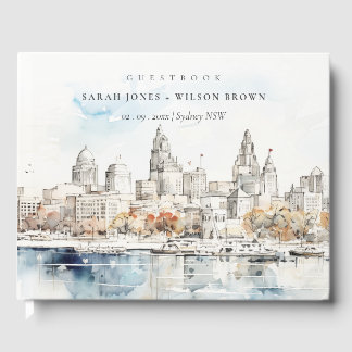 Minimal Kansas City Missouri Waterverf bruiloft Gastenboek
