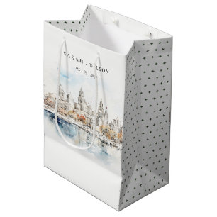 Minimal Kansas City Missouri Waterverf bruiloft Medium Cadeauzakje