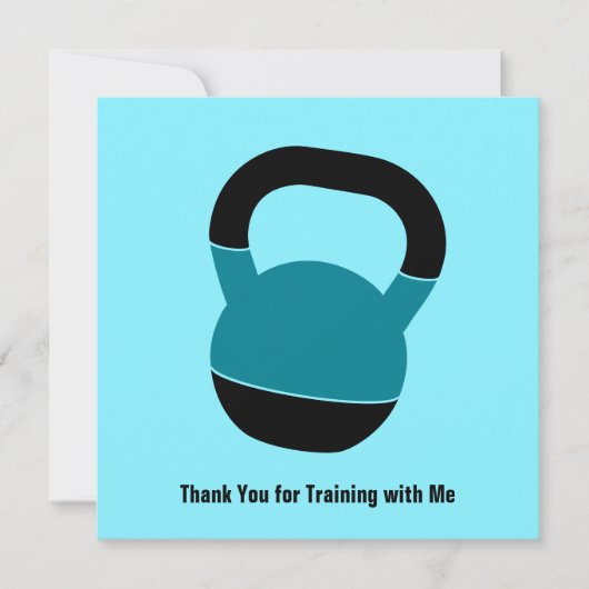 Minimal Kettlebell Electric-Blue Thank You Card Bedankkaart (Voorkant)