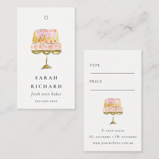 Minimal Kleurrijke Waterverf Taart Bakkerij Prijs Visitekaartje (Voorkant / Achterkant)