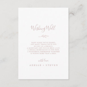 Minimal Leaf Blush Roze Bruiloft Wishing Well Kaar Informatiekaartje