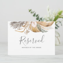 Minimal Leaf Boho Floral Bruiloft gereserveerd tek