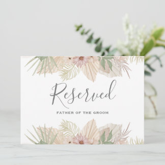 Minimal Leaf Boho Floral Bruiloft gereserveerd tek Kaart