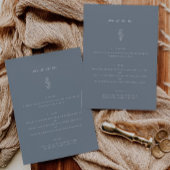 Minimal Leaf Dusty Blue Wedding Dinner Flat Menu