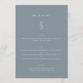 Minimal Leaf Dusty Blue Wedding Dinner Flat Menu (Voorkant)