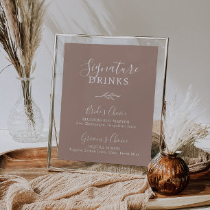 Minimal Leaf   Neutral Signature Drinks Poster