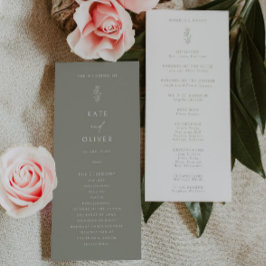 Minimal Leaf Sage Groen en Wit Huwelijksprogramma