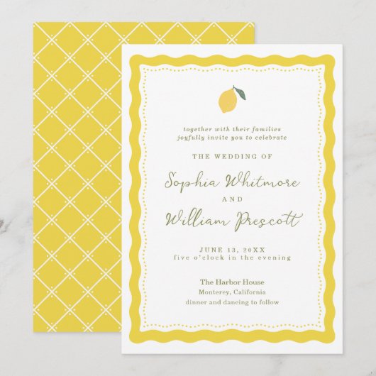 Minimal Lemon Amalfi Coast Wedding Invitation (Devant / Derrière)