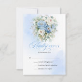 Minimal Light Blue Floral Wedding RSVP (Devant)