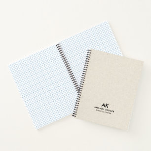 Minimal Light Cream Linnen Textuur Zwart Typografi Notitieboek