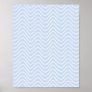 Minimal Line Chevron Patroon Kust Licht Blauw Poster