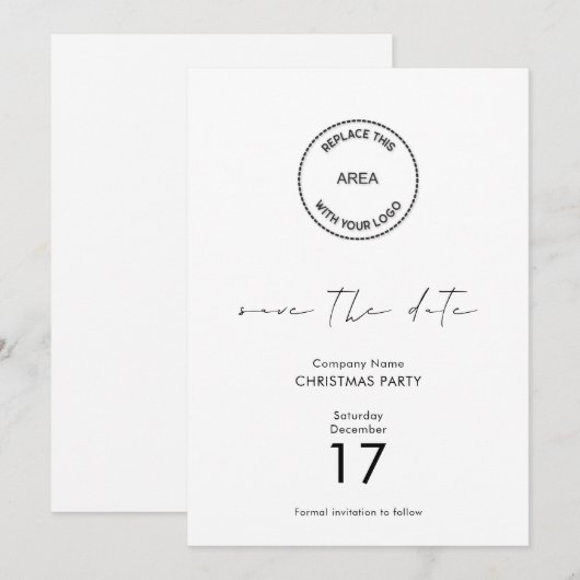 Minimal Logo Company Kerstfeest Bewaar de datum Kaart (Voorkant / Achterkant)