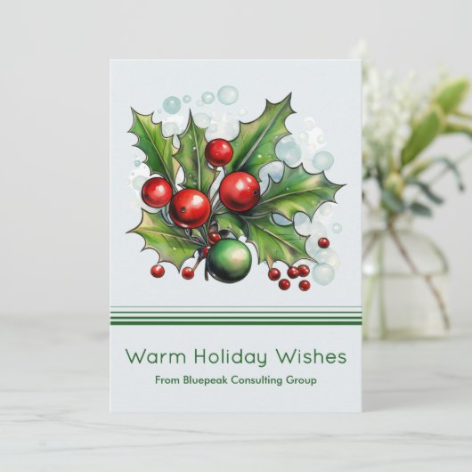 Minimal Logo Holiday Card with Message Feestdagenkaart (Staand voorkant)