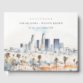 Minimal Los Angeles, Californië Waterverf bruiloft Gastenboek (Voorkant)
