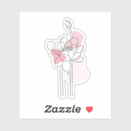Minimal Lotus Line Art – Soft Pink Zen Botanical Sticker