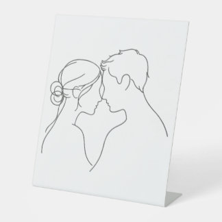 Minimal Love Illustration Reclamebord Met Voetstuk