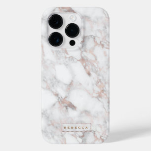 Minimal Luxury Roos-Gold Marble Stone Case-Mate iPhone 14 Pro Hoesje