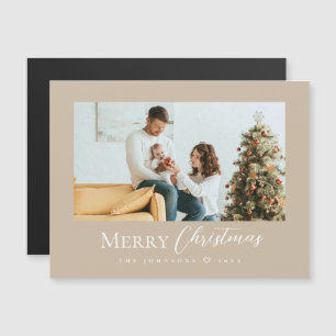 Minimal Merry Christmas Moderne familiefoto Taupe