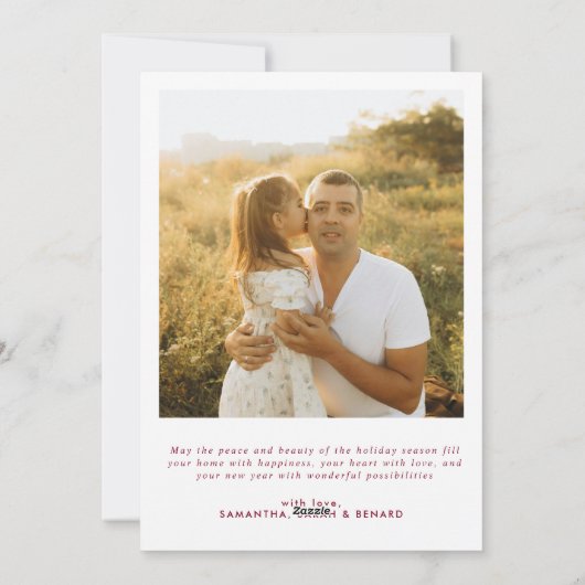 Minimal Merry Christmas Script Family 7 Photos Feestdagenkaart (Achterkant)