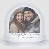 Minimal Merry Christmas Two Family Photo Sneeuwbol (Voorkant)