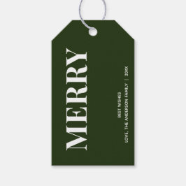 Minimal MERRY | Forest Green Holiday Cadeaulabel
