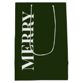 Minimal MERRY | Forest Green Holiday Medium Cadeauzakje (Achterkant)