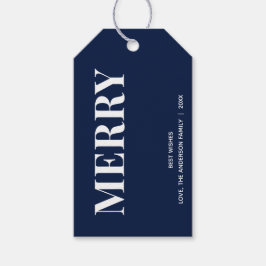 Minimal MERRY | Navy Blue Holiday Cadeaulabel