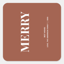 Minimal MERRY | Terracotta Holiday Vierkante Sticker