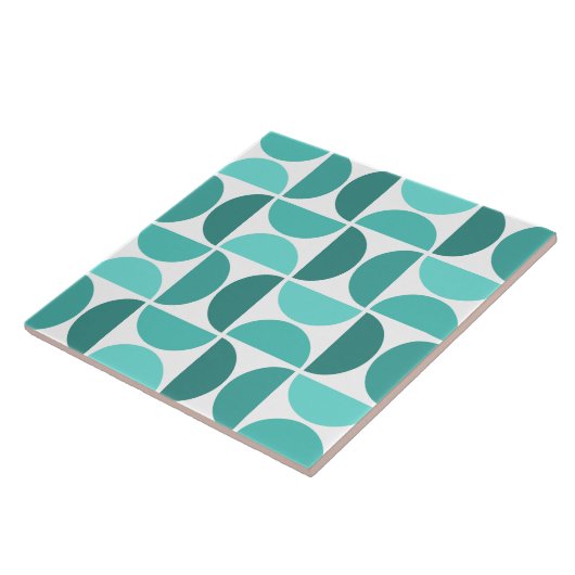 Minimal Midcentury Bowls Art Turquoise Tegeltje (Zijkant)