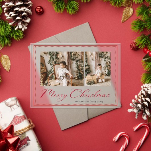 Minimal Minimalist Script Photo Christmas Card Acryl Uitnodigingen (Insity (Feestdagen))