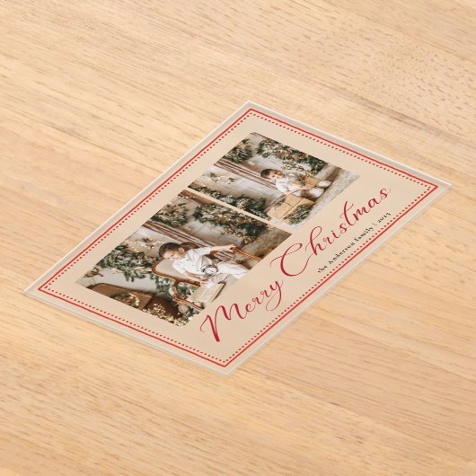 Minimal Minimalist Script Photo Christmas Card Acryl Uitnodigingen (Laagn)