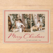 Minimal Minimalist Script Photo Christmas Card Acryl Uitnodigingen (Voorkant)