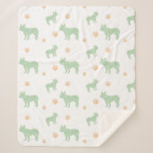 Minimal mint french bulldog Silhouette blanket Sherpa Deken (Voorkant)