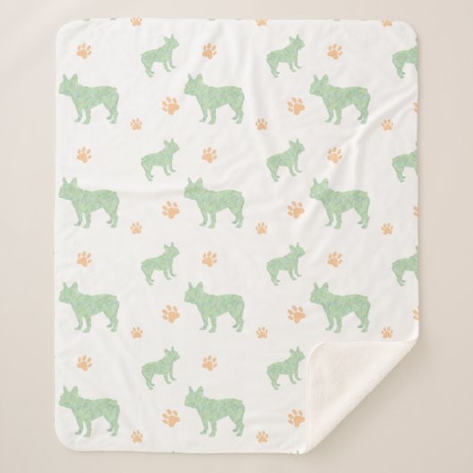 Minimal mint french bulldog Silhouette blanket Sherpa Deken (Voorkant)