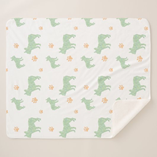 Minimal mint french bulldog Silhouette blanket Sherpa Deken (Voorkant (horizontaal))