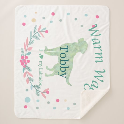 Minimal Mint Labrador Retriever | Custom Christmas Sherpa Deken (Voorkant)