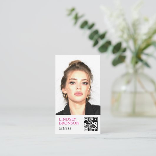 Minimal Modern Actrice's Signature Headshot Visitekaartje (Staand voorkant)