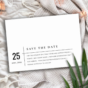 MINIMAL MODERN BLACK AND WHITE TYPOGRAY WEDDING SAVE THE DATE