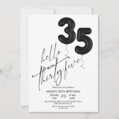 Minimal Modern Black White 35th Birthday Kaart (Voorkant)