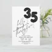 Minimal Modern Black White 35th Birthday Kaart (Staand voorkant)