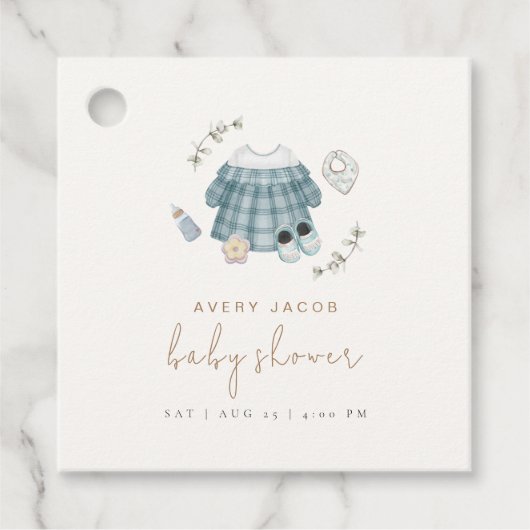 Minimal Modern Boho Kleding Pattern Baby shower Bedankjes Labels (Voorkant)