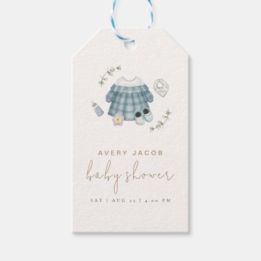 Minimal Modern Boho Kleding Pattern Baby shower Cadeaulabel (Voorkant)