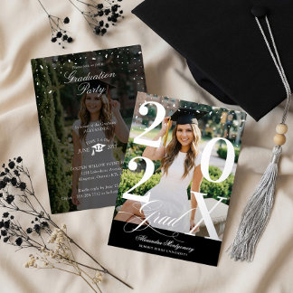 Minimal Modern Bold Graduation Year Photo Party Folie Uitnodiging