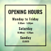 “Minimal Modern Business Hours Sign | Custom Raamsticker (Vel 3)