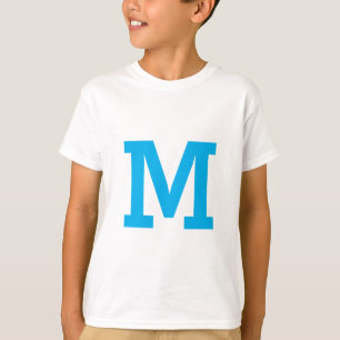 Minimal Modern Custom Blue Initiaal Letter T-shirt