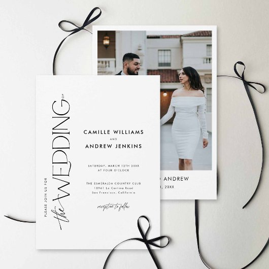 Minimal Modern Elegant Wedding Photo Invitation