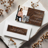 Minimal Modern Elegant Woodgrain Photo QR Code Visitekaartje